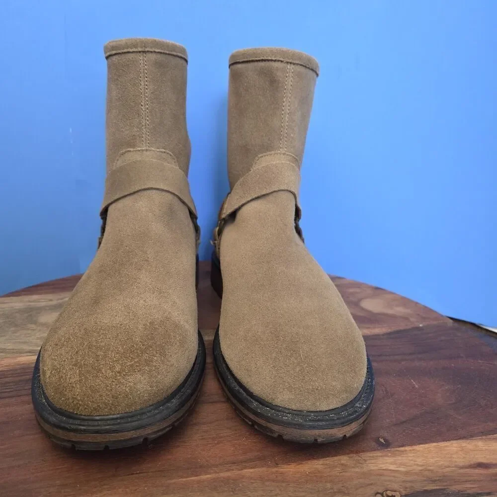 Andrew Marc Wymore Suede Engineer Boots Tan 2570 Men's 10.5